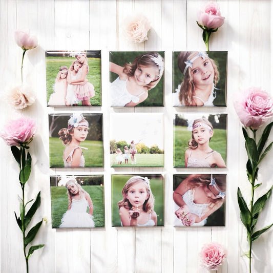 Custom Square Photo Magnets - Set of 9