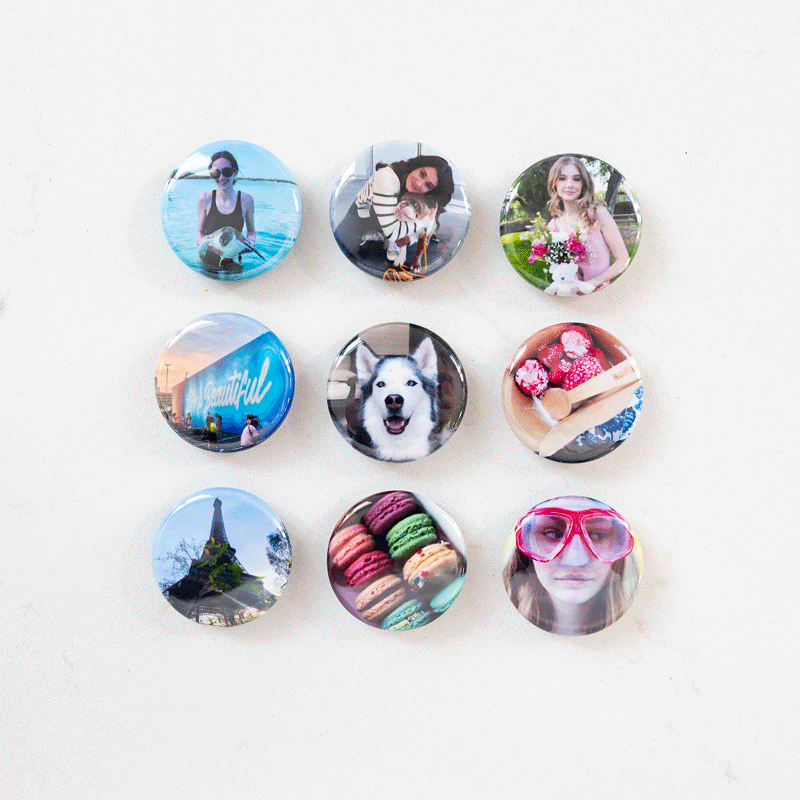 Custom Round Photo Magnets - Set of 9